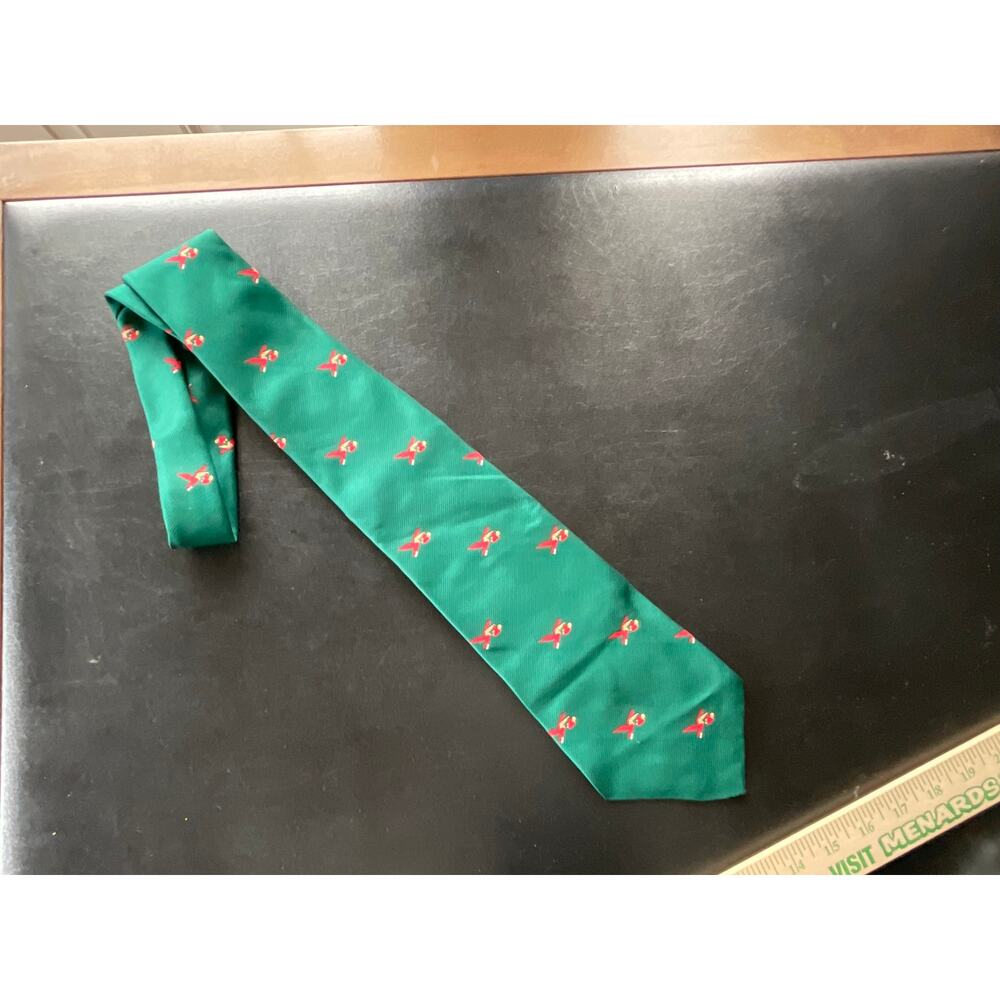 Vintage JCPenney Stork Tie Green Novelty Necktie Baby Delivery Stork Print